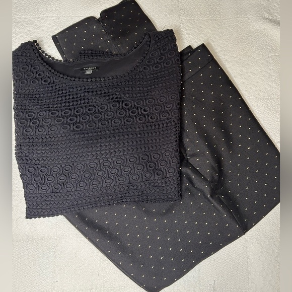 Talbots Pants Black with Gold Sparkle Dot Ankle Length Dressy size 18 W Petite - Picture 16 of 16